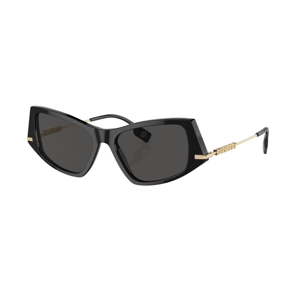 Burberry BE4408 Black Sunglasses Gold Logo Arm 3001/87 Authentic New Full Set‎